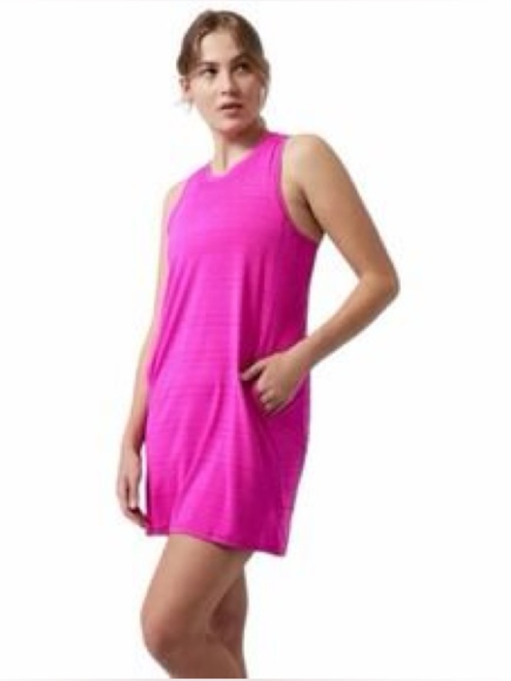 Athleta Pacifica Illume Racerback Sleeveless Tank Dress Pink Size M - Picture 2 of 9